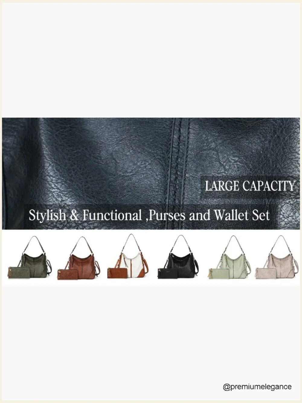 Hobo Crossbody Bag Set with Wallet Adjustable Strap 2pcs Tote Purse